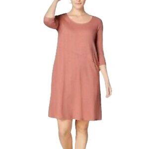 J. Jill Pure Jill Rose Pink Easy Knit Seamed Dress With Pocket